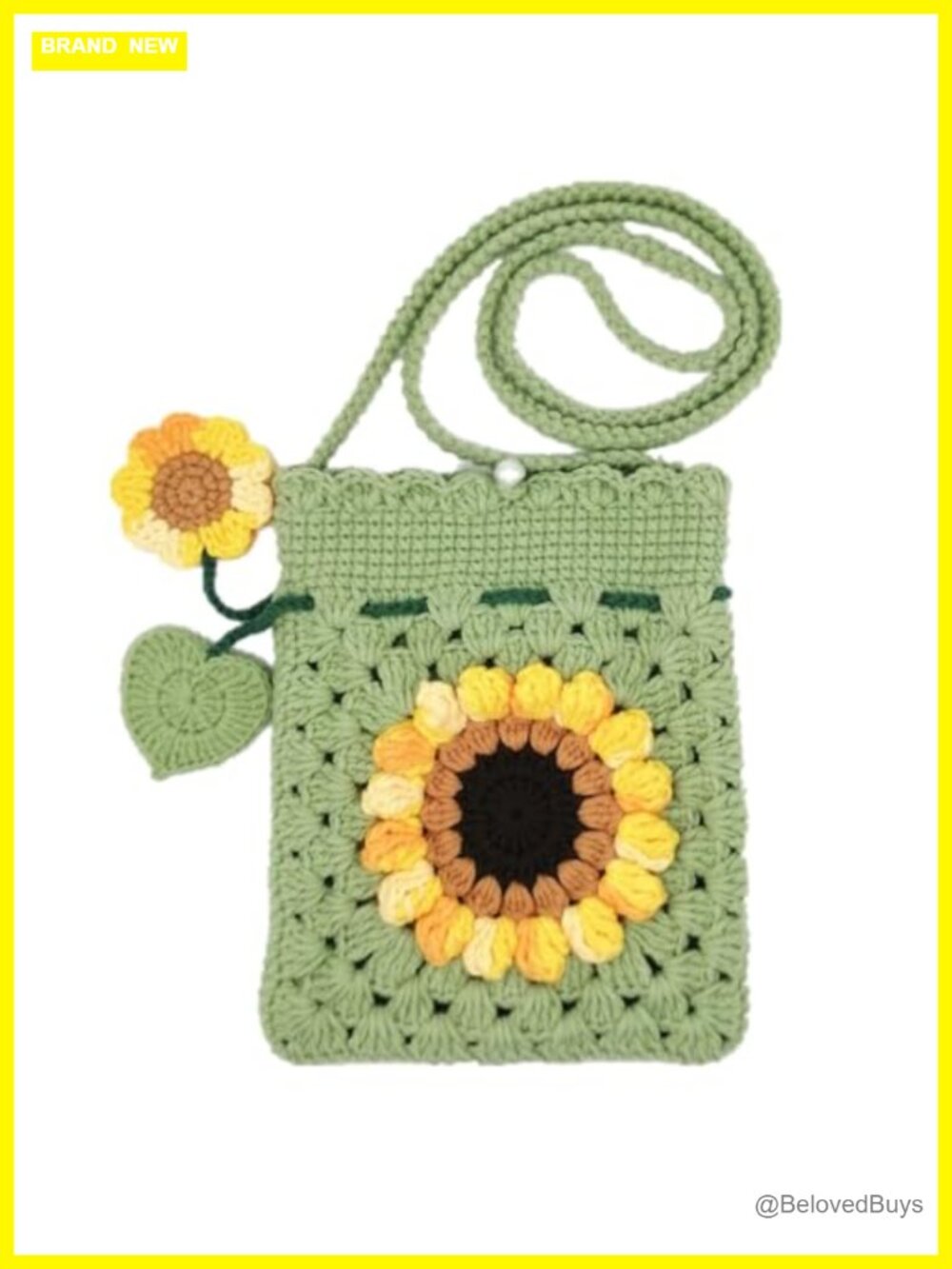 Handmade Crochet Sunflower Blossom Phone Bag Knitted Crossbody Bag